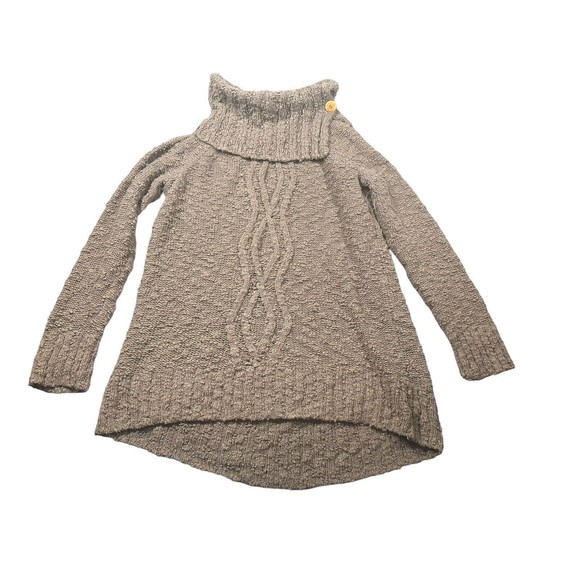 Moth Cowled Cablework Pullover Sweater Size Medium Taupe Brown Anthropologie - Picture 2 of 7